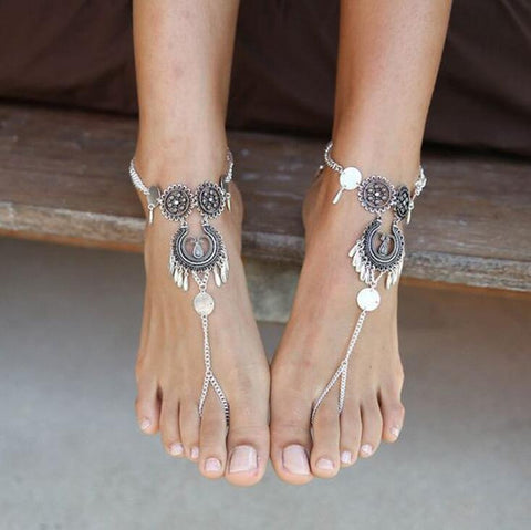 Barefoot Sandal Retro Silver Fashion Anklet