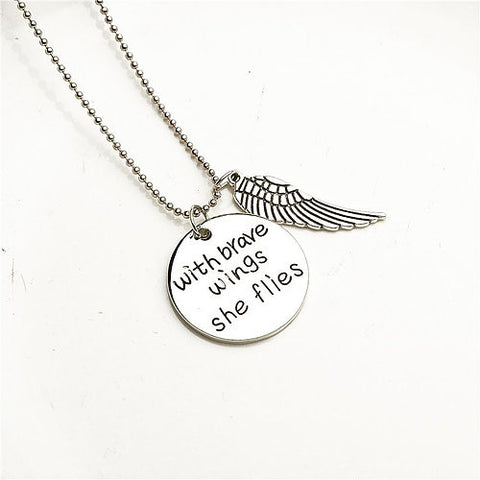 Brave Wings Quote Necklace