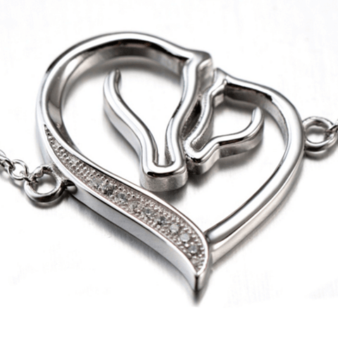 SILVER HEART HORSE BRACELET CUBIC ZIRCONIA