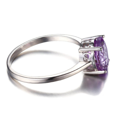 Natural Amethyst Solitaire Ring