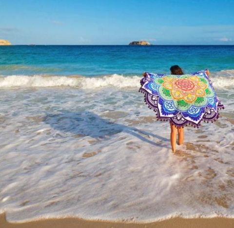 Mandala Lotus Flower Shape Beach Blanket
