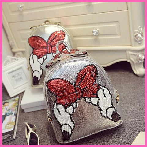 Ladies leather Mickey Bling backpack