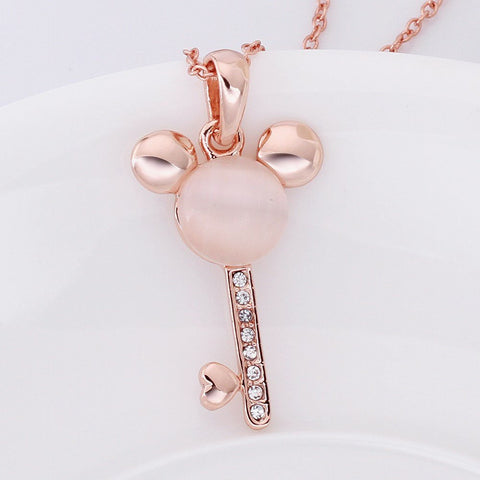 Mickey Rose Gold Plated opal Necklace