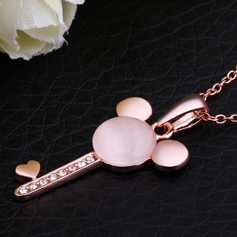 Limited Edition Mickey Rose Gold Plated opal Necklace