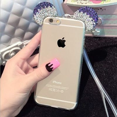 Hot Luxury 3D Diamond Glitter Mickey MinniePhone Cases Cover For iPhone 5 5S 6 6S 6Plus