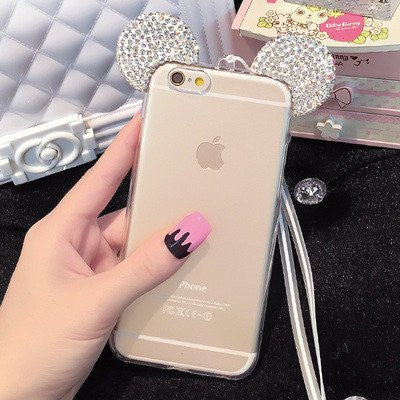 Hot Luxury 3D Diamond Glitter Mickey MinniePhone Cases Cover For iPhone 5 5S 6 6S 6Plus